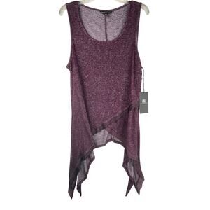 Rock & Republic Plum Perfect Shark Bite Hem Tank Top - XL NWT